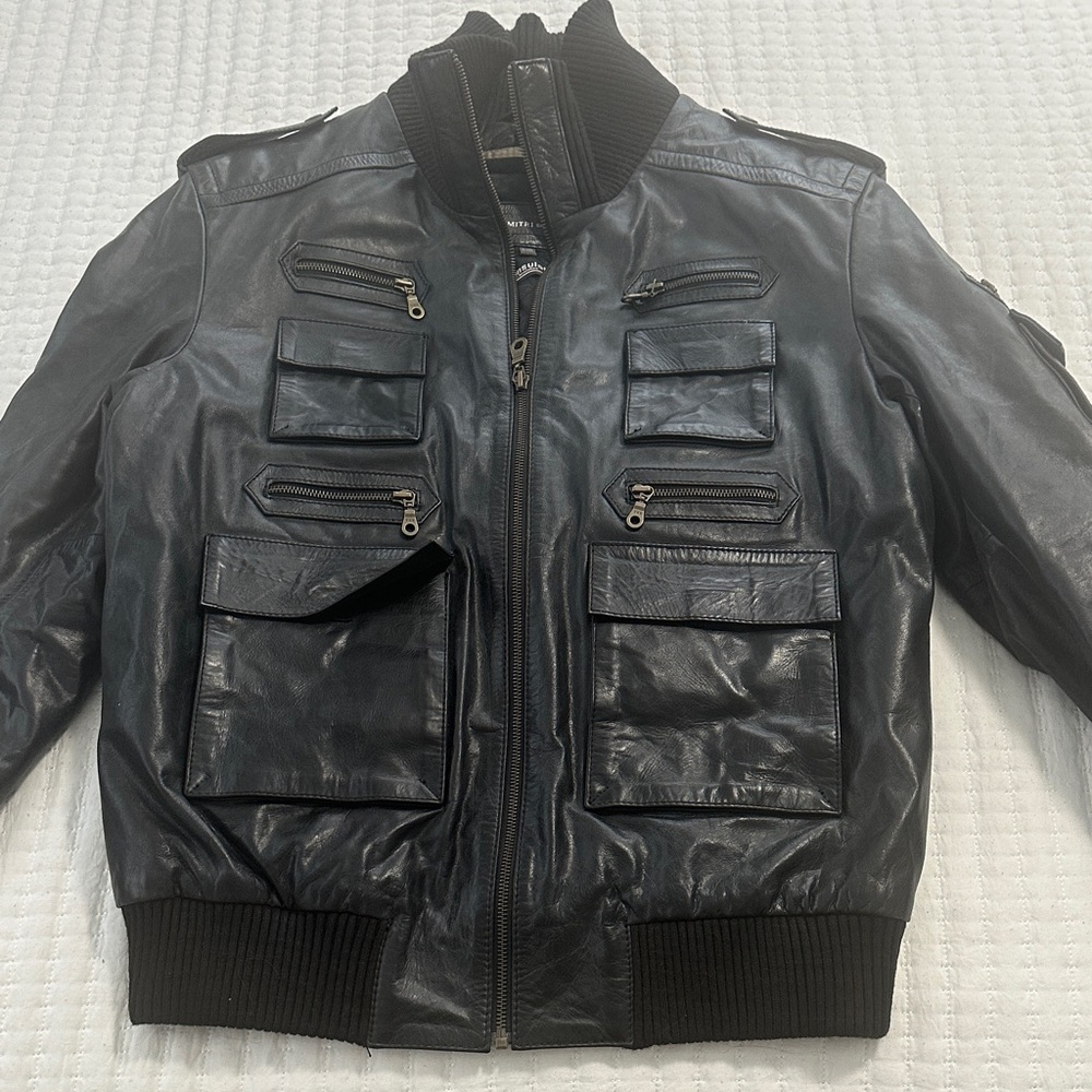 Men's Black Tactical Leather Jacket
